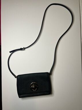 kate spade Black Leather Crossbody with Gold-Tone Logo